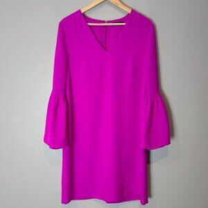 Banana Republic Bell Sleeve Dress Wedding Guest Office Casual 8 Magenta